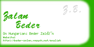 zalan beder business card